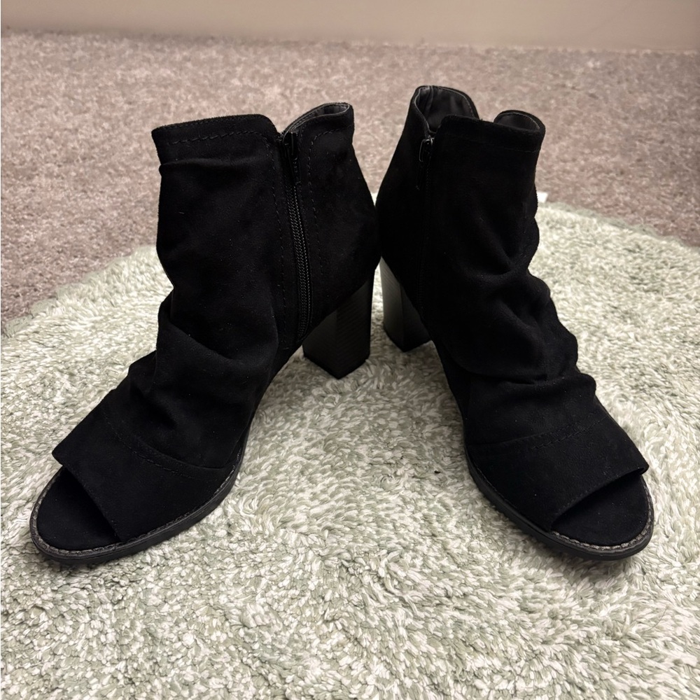 White Mountain Black Peep-Toe Ankle Booties